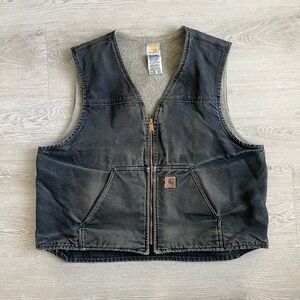 Vintage Carhartt Gray Sherpa-Lined Vest